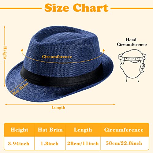Image of 16 Pcs Bulk Fedora Hats for Men 1920s Short Brim Pork Pie Panama Hats for Beach Men Women Summer Accessories(Bright Colors)