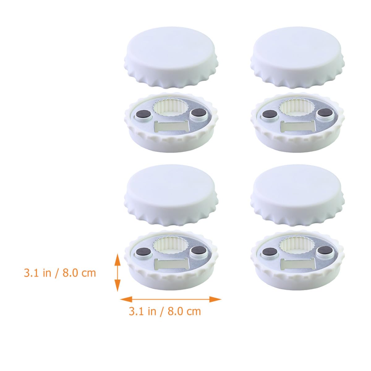 Apribottiglie Magnetico a Cappuccio, Set 8 Pezzi Bianco