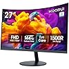 KOORUI Monitor curvo de 27 pulgadas FHD 1080P 144Hz, pantalla de PC 1500R con HDMI VGA, certificado TÜV Rheinland, inclinación ajustable, 1500R, cuidado de los ojos, negro.