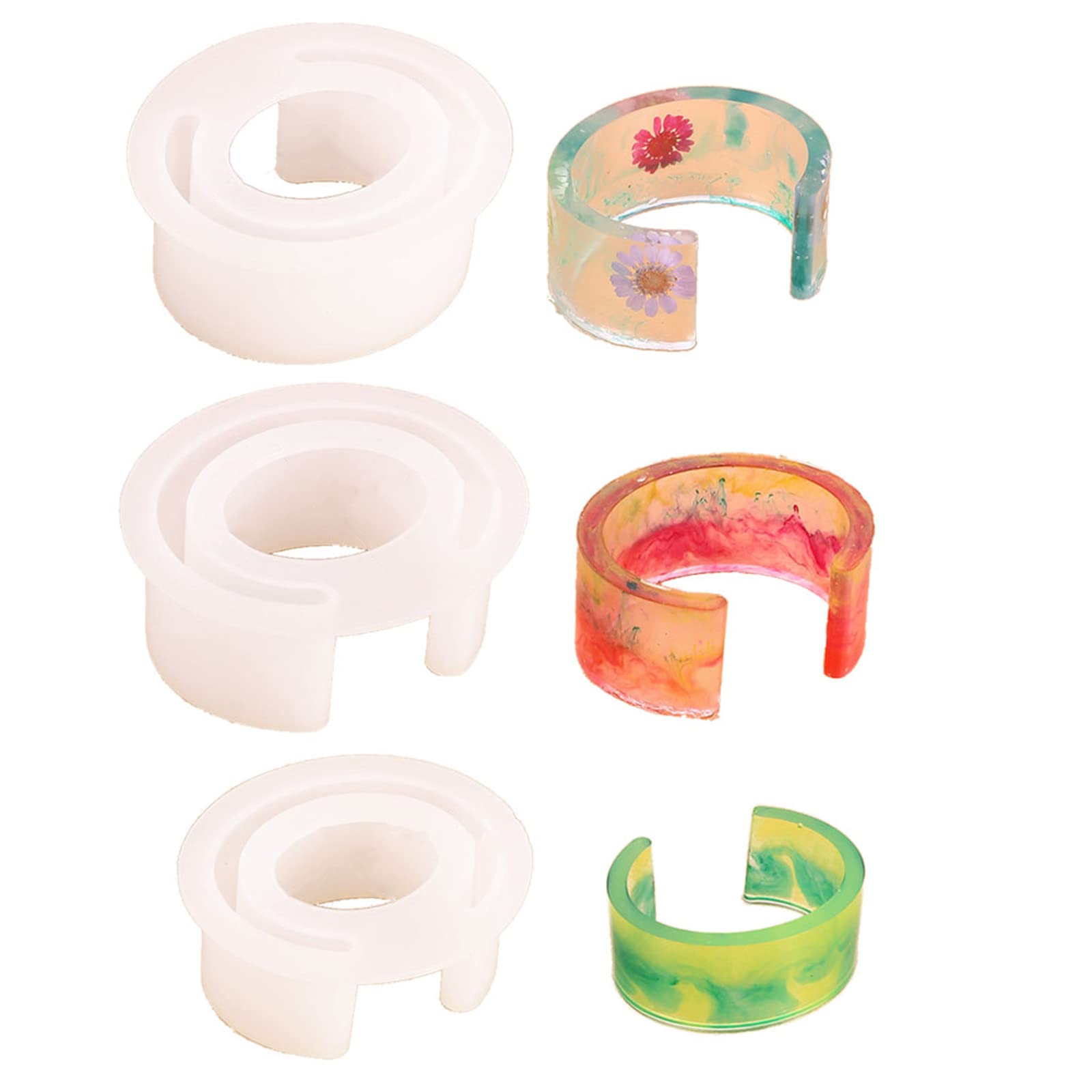 Brazalete Brazalete de Resina Molde de Fundición Silicona Transparente | Herramientas para hacer joyas, silicona transparente, resina fundida, pulsera abierta para puños, flores secas