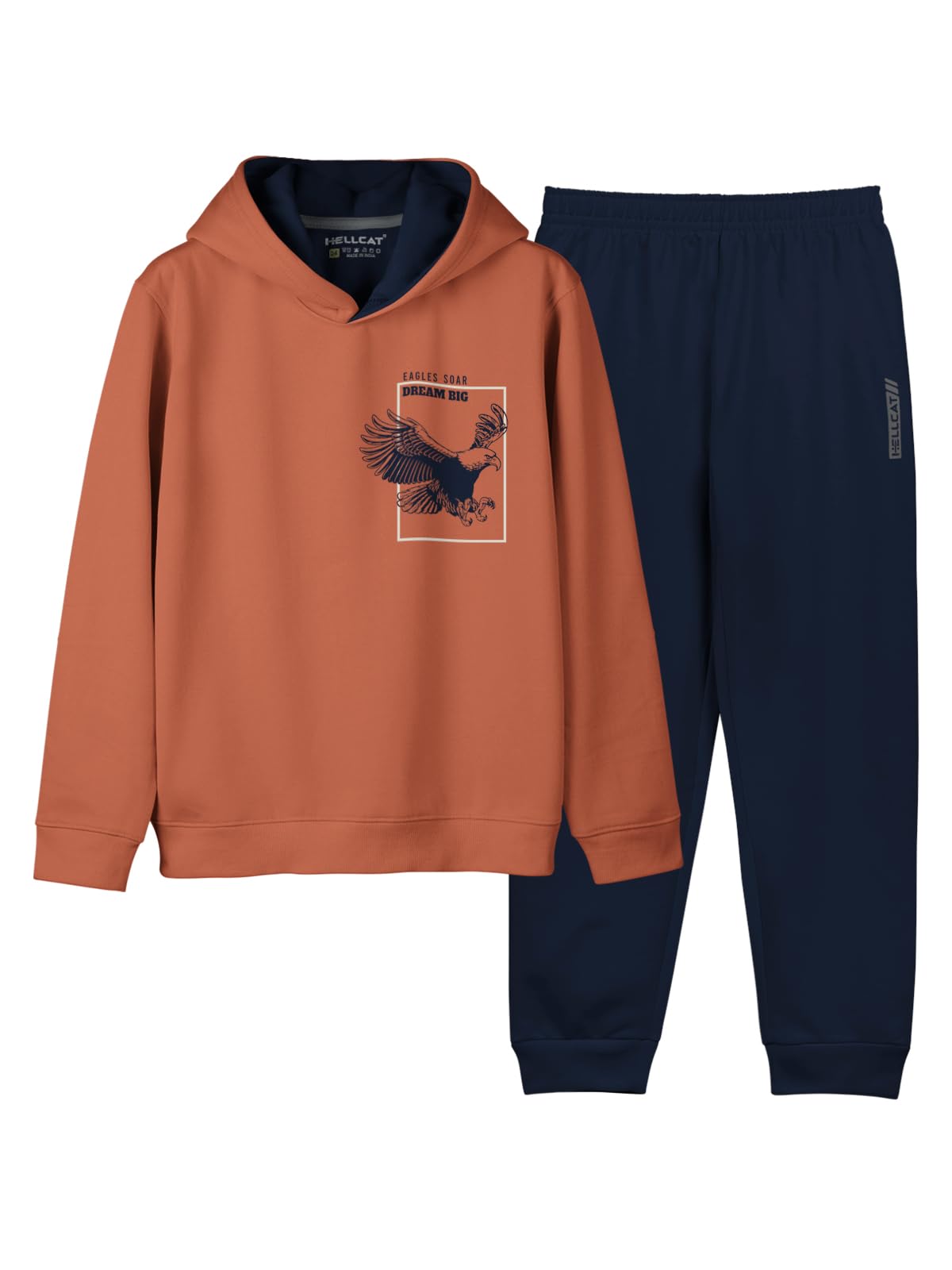 HELLCAT Printed Cotton Blend Full sleeve Hoodie T-shirt Jogger Trackpant Clothing Set for Boys