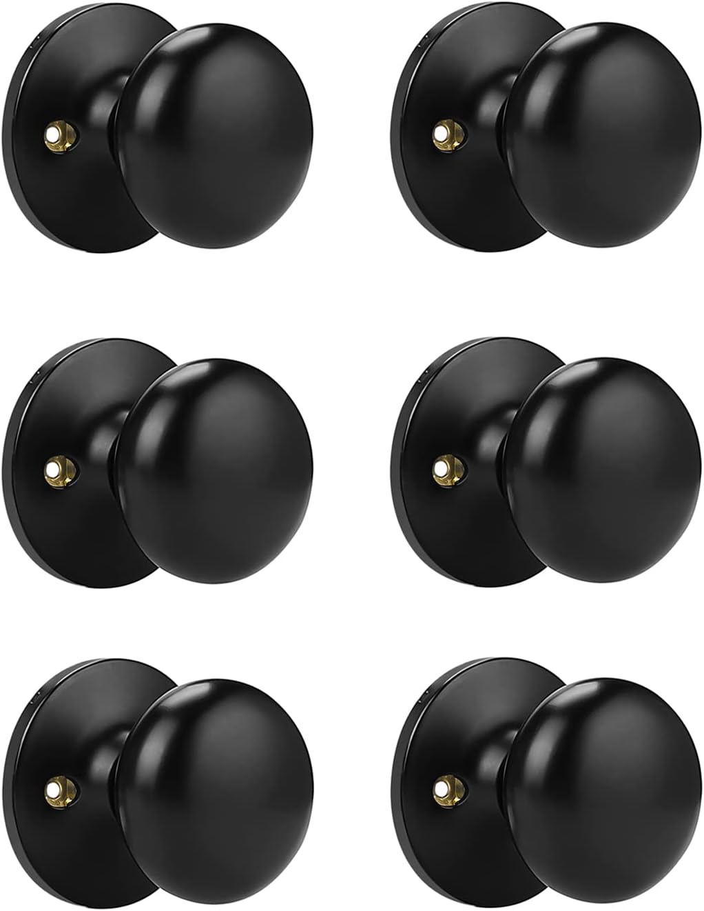 Probrico Half Dummy Door Knobs Sigle Side Door Knobs 6 Pack, Black Interior Door Handles Non-Turning Inactive Pulls for French Doors