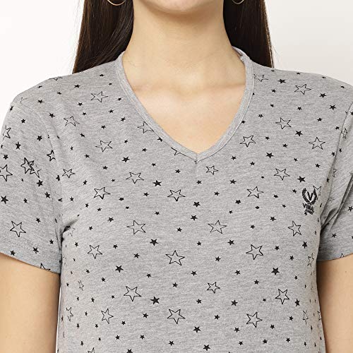 Image of Mack Jonney Cotton Blend V Neck Half Sleeve T-Shirt for Women Regular Fit (Pack of 2)