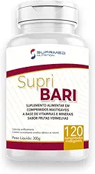 Supri Bari Suplemento de Vitaminas e Minerais Sabor Frutas Vermelhas - 120 Comprimidos Mastigáveis