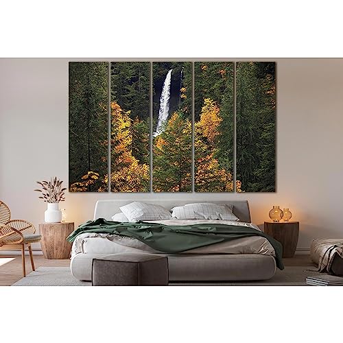 Toile d'automne forêt ZELLART Habiller un grand mur vide facilement avec un tableau 5 pièces