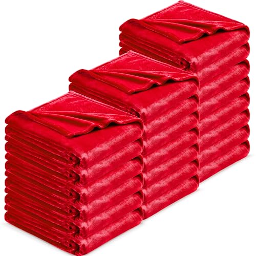 DREAMNINE Pack of 21 Fuzzy Soft Fleece Throw Blanket for Couch Sofa 50" x 60", Decorative Solid Lightweight Velvet Blankets for Chair, Cozy Accent Shaggy Plush Flannel Blanket for Bedroom, Red