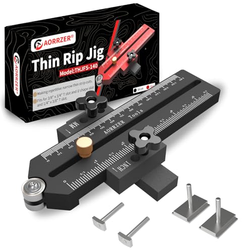 AORRZER Thin Rip Jig Table Saw Jig Guide, for Making Repetitive Narrow Strip Cuts Table Saw Accessories, for Band Saw Router Table Guide, Fit for 3/4' x 3/8' T Slots/U Slot