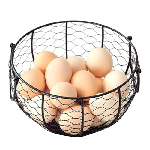 Cesta de huevo de alambre para cocina, granja, manta de pollo, portahuevos, cesta de huevos para recoger huevos frescos, cesta de recogida de huevos, color rojo, cesta de alambre de pulso