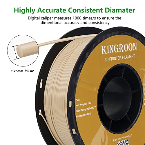 Image of Kingroon PLA 3D Printer Filament, Dimensional Accuracy + /- 0.02 mm, 1 kg Spool(2.2lbs), 1.75 mm,Wood