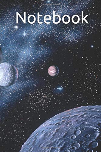 Planet Notebook: Space Themed Wide Ruled Notebook with a Planet design, Blank Lined Pages, 6" x 9" Black & white interior with cream paper 70 pages
