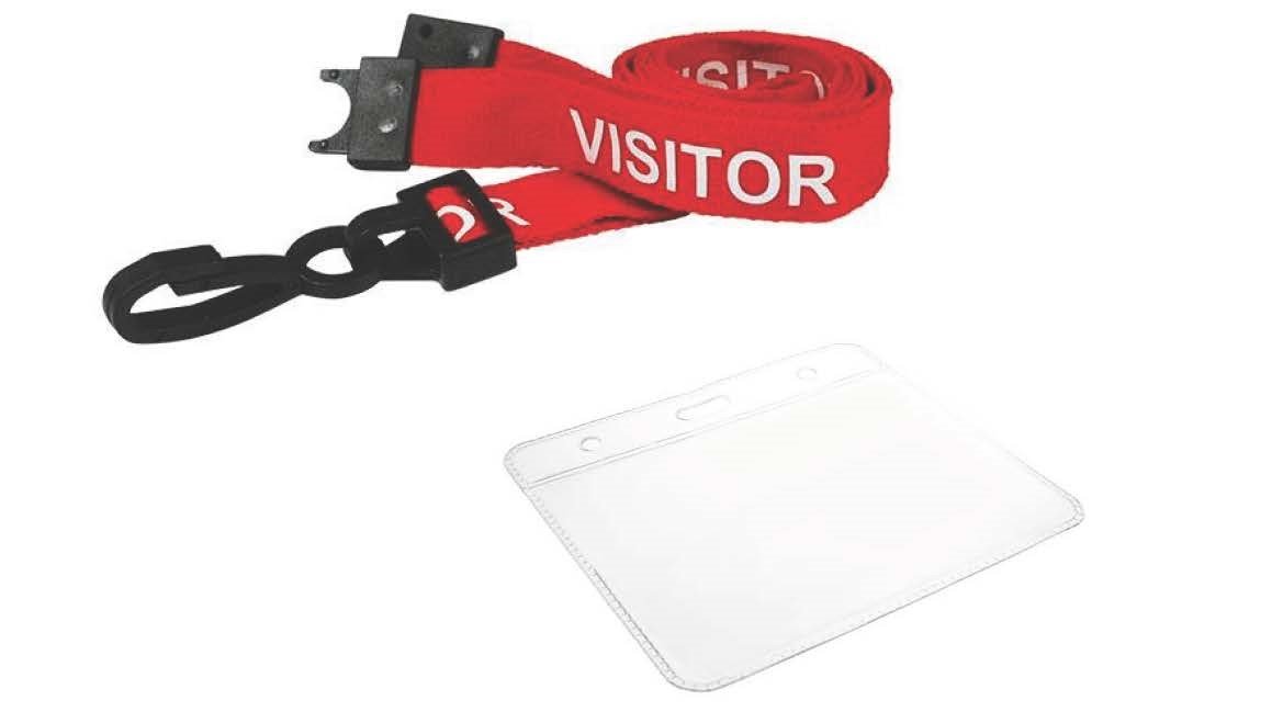 IDProductsUK Red Visitor Printed Lanyard *incl Free Visitor Wallet* (50)
