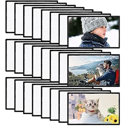 Lulaxy 24 Pcs Sublimation Patch Blanks Fabric Iron-on Patches Sublimation Blanks, Blank Patch Fabric Repair Patch,Black Frame Cover