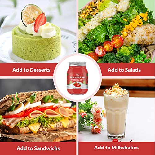 Oalse (18.5 Oz) Organic Sea Moss Gel Strawberry Flavor - Natural Seamoss Gel With 92 Minerals And Vitamins - Non-Gmo, Gluten-Free, Vegan - Immune Defense Thyroid Digestive Support #TOP4