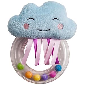 Taf Toys Cheerful Cloud Newborn Baby Rattle. Soft Plush Toddler Sensory Ring Rattle with Ribbons. Easy to Grab. Colourful Beads. Suitable for Boys & Girls from Birth
