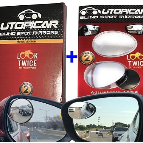 Blind Spot Convex Car Mirrors (Bundle of 2) 1 Set Semi Oval and 1 Set Suction Cup: Rear View | Rearview Mirror Accessories for Car. Women and Men Use It For Improved Traffic Safety… Cover