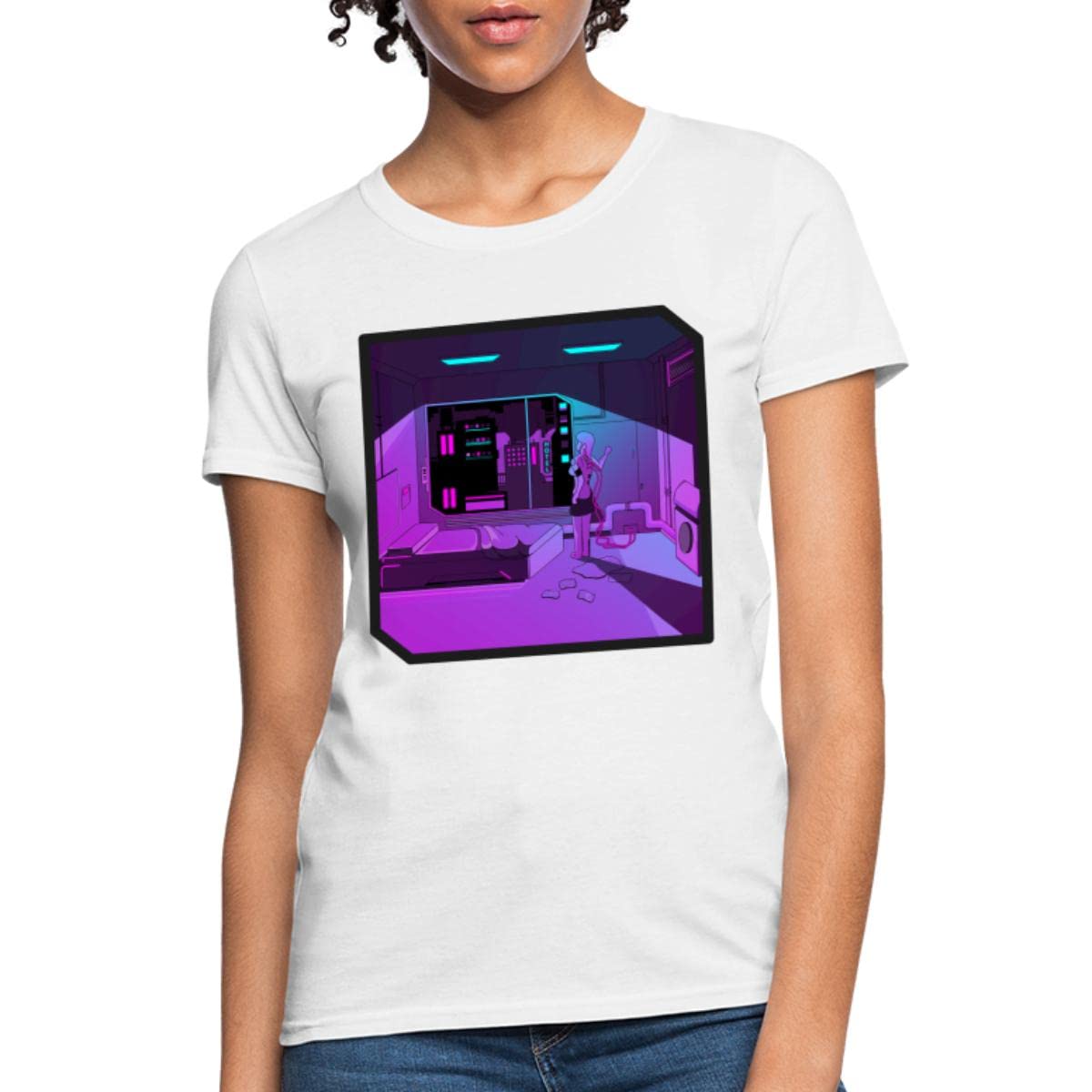 APSRA RETAILFuture Anime Girl Robot Vaporwave Aesthetic Women's T-Shirt Casual T-Shirt Half Sleeve Round Neck Printed Men's t Shirt(_XXL)