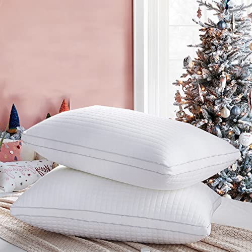 King Size Pillows Set of 2,Luxury Hotel Down Alternative Sleeping Bed Pillows with Adjustable Soft Plush Fiber Fill, King Pillows for Back, Stomach, Side Sleepers-20 x 36"