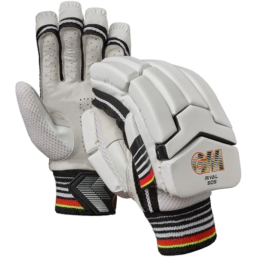 Gants de batteur de cricket GM Rival 505 Junior droitier paire cuir veau léger