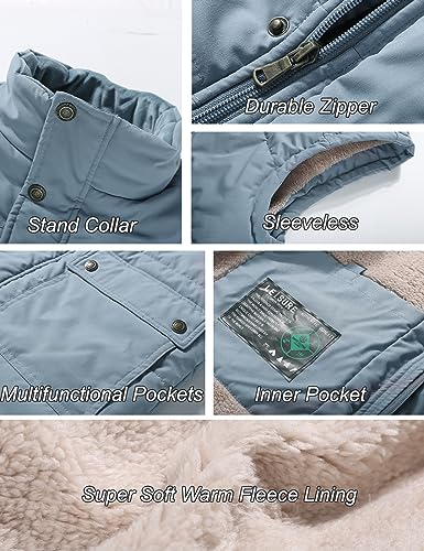Image of Flygo Men's Winter Warm Outdoor Padded Puffer Vest Thick Fleece Lined Sleeveless Jacket