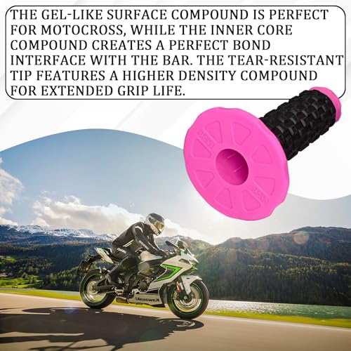 Image of 2PCS Motorcycle Handlebar Grips, 7 /8 inch Anti-Slip Dirt Bike Grips, Universal Motocross ATV Rubber Pillow Top Grips for CR80R /85R,CRF150R, CR125R /250R,CRF450R, CRF150F CRF230F CRF450F(Pink)