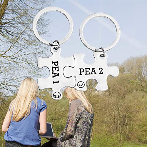 CHOORO Twins Keychain Set Two Peas in A Pod Pea 1 & Pea 2 Keychain Set Twins Jewelry Gift for Twin Sister/Brother Best Friend3