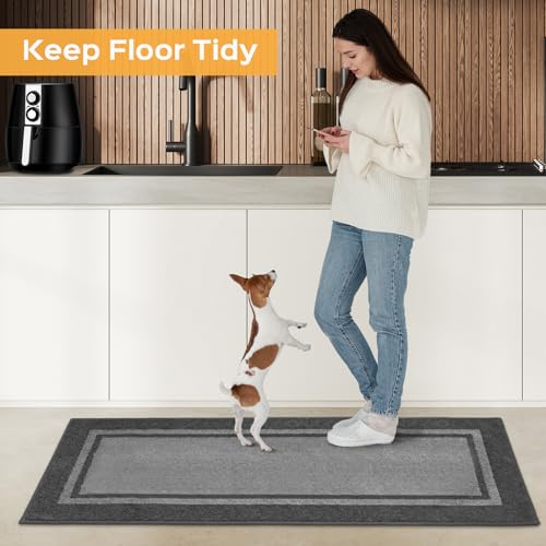 Kitchen Rugs Set (24" x 36"+24" x 60"), Non-Slip Machine Washable Kitchen Runner Rugs Floor Mats, Absorbent Comfort Standing Mat for Kitchen, Sink and Hallway, Rolled Packaging, Light Grey & Dark Grey - Image 6