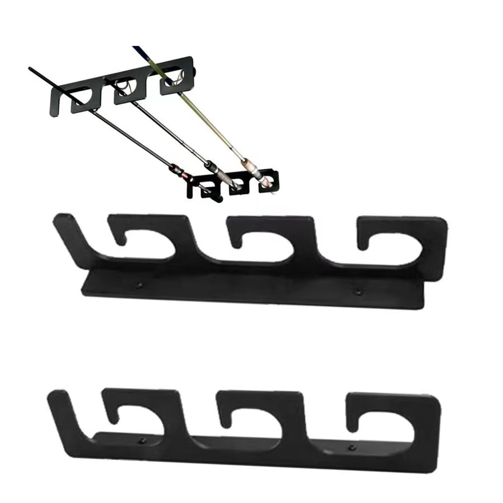 Soporte horizontal para cañas de pescar, soporte horizontal para 6 cañas de pescar montado en la pared
