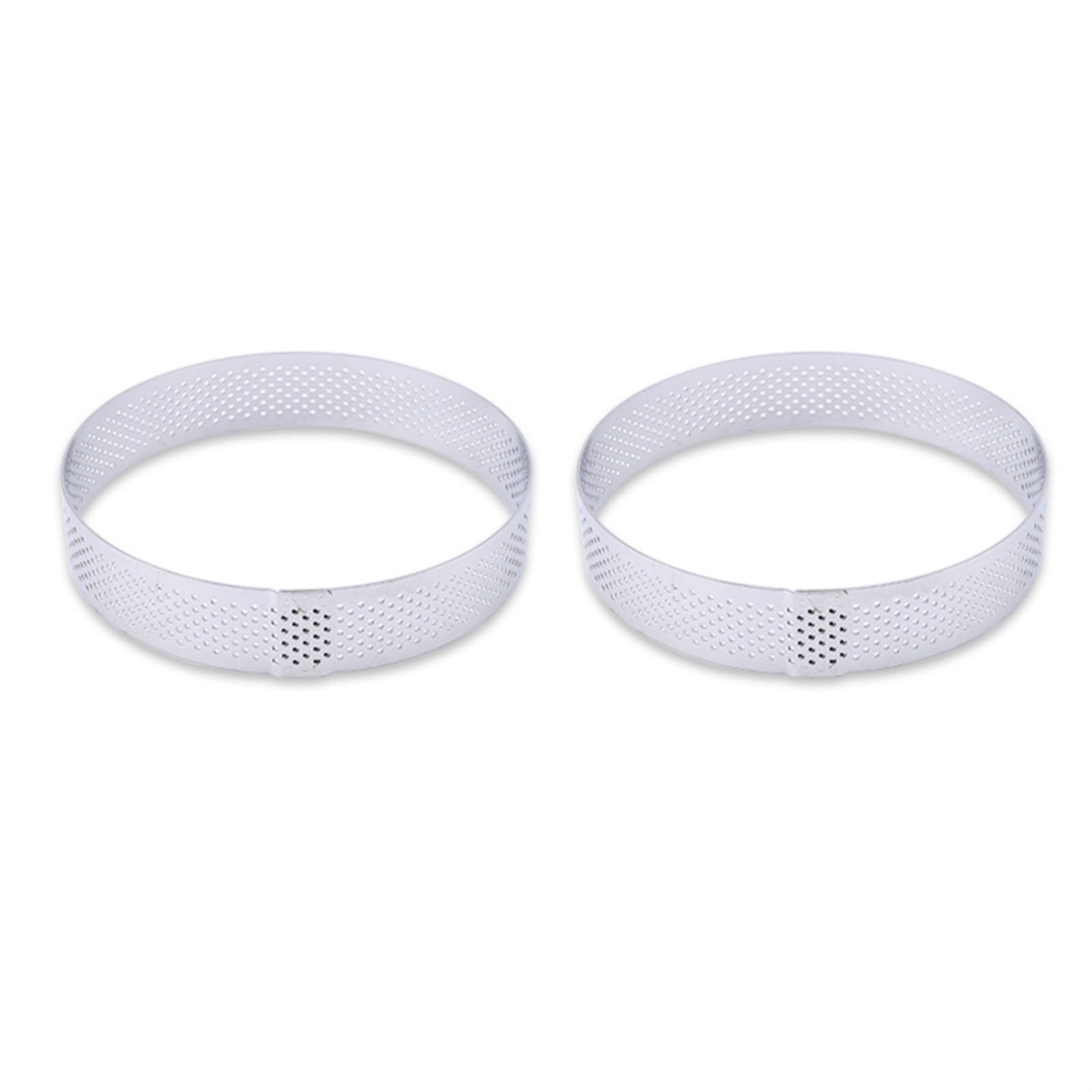 Moule à Tarte Rond perforé en Acier Inoxydable for Tarte aux Fruits, Moule à tartelettes for la Cuisson, moules à gâteaux à Dessert DIY, Outils de Cuisine Anneau De Tarte(2PCS 10CM)