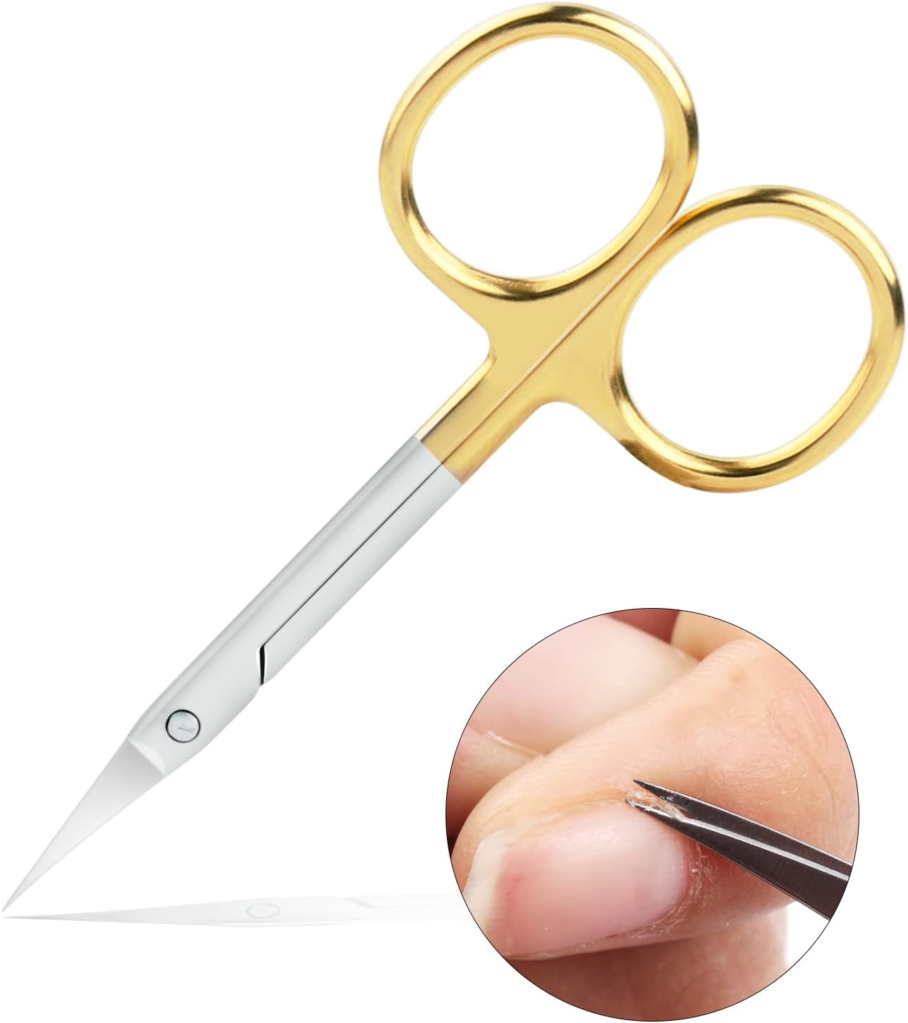 Qunzhao Cuticle Scissors for Women and Men Curved Stainless Steel with Tip Grooming Blades Manicure Nail for Dry Skin Nail Scissors (4)