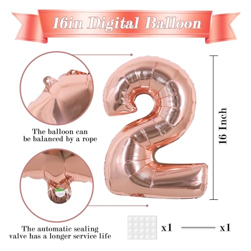 Image of TONIFUL 16 Inch 10 Pcs Fat Rose Gold 0-9 Birthday Number Balloons