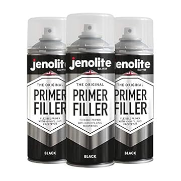 JENOLITE Primer Filler Spray Paint | BLACK | High Fill Multi-Surface Primer Paint | Fills Small Dents & Scratches | Perfect For Car Bodywork, 3D Printer Models & More | 3 x 400ml