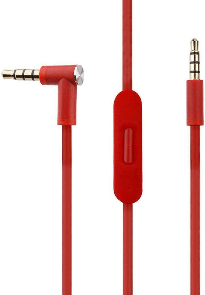 Replacement Audio Cable Cord Wire with in line Microphone and Control for Beats by Dr Dre Headphones Solo Studio Pro Detox Wireless Mixr Executive Pill (red)