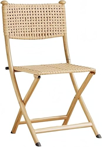 Cutdred 折りたたみ椅子バルコニー籐背もたれ小さな椅子ホームレジャーダイニングチェア長時間快適屋外籐椅子スツール (B,M)