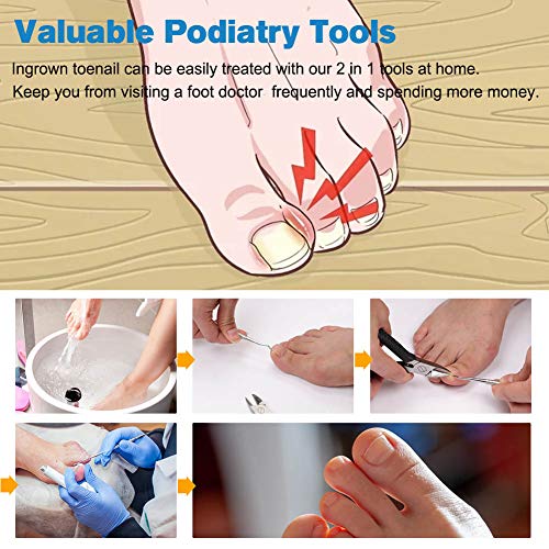 FERYES Straight Blade Toenail Clippers with Toenail Lifter and Fork - Toe Nail Clipper for Thick Toenails - 2 in 1 Ingrown Toenail Tools Kit