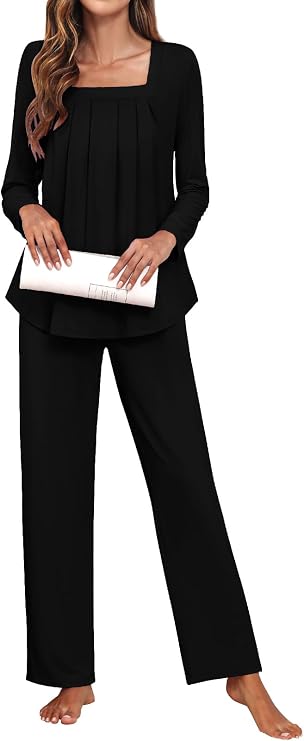 Tencede Pajama Sets for Women 2 Piece Long Sleeve Long Pants Sleepwear
