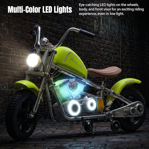 Image of Baybee ChopperX Baby Battery Operated Bike for Kids with Adjustable Seats I Rechargeable Ride on Toy with LED Lights, USB & Music I Big Baby Bike | Electric Bike for Kids to Drive 2+ Years (Green)