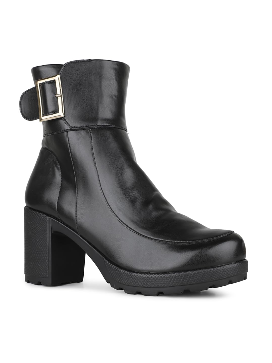 inc.5 Women Black Party Wear Solid Round Toe Block Heel Ankle Boots-picture-27