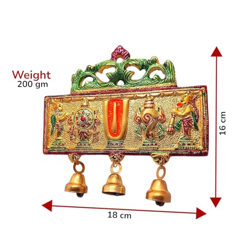 Image of KridayKraft Wall Hanging Tirupati Balaji Symbol Shankh Chakra Tilak with Hanuman ji and garud Statue Gold Plating Antique Decorative for Home & Office Table Showpiece Figurines