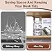 2 Pcs Cable Organizer Storage Box with 14 Wire Ties, Detachable Dividers Cable Management Box with Lid, Charger Electronic Cord Organizer for Office, Home, Desk Accessories White