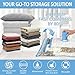 Cozy Essential 12 Pack Travel Vacuum Storage Bags with Rechargeable Wireless Electric Pump for Luggage, Suitcase, Carry-on Size Vacuum Seal Compression Space Saver Bags for Clothes and Clothing Travel