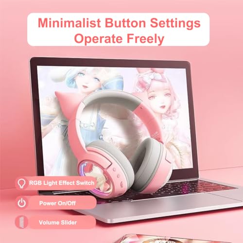Casque bluetooth sans fil rose sans bruit pour jouer sur PC et TV - 3