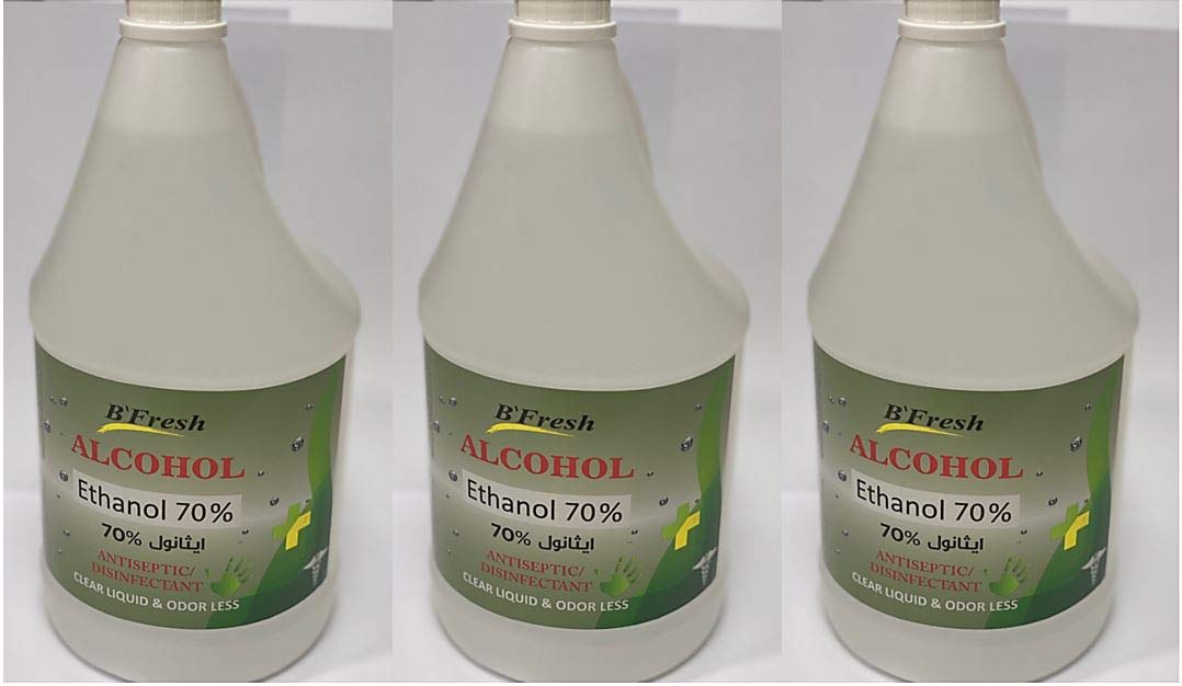 Active Plus B'Fresh: 1 gal (3.78 litre) 70% Ethanol liquid - odourless antiseptic disinfectant -refill pack (3) : FREE BOX OF MASK