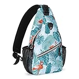 MOSISO Mini Sling Backpack,Small Hiking Daypack Pattern Travel Outdoor Sports Bag, Flamingo