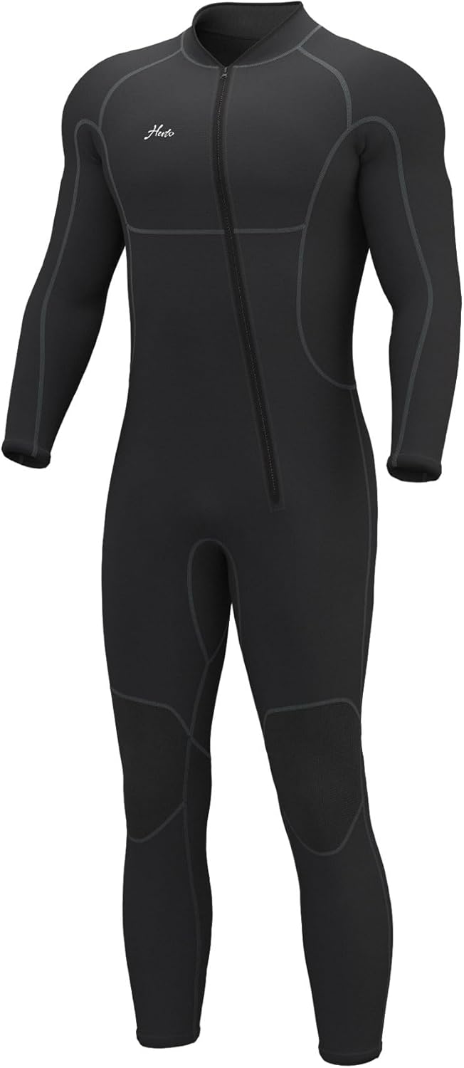Hevto Men Wetsuits 3/2mm Neoprene Wet Suit Back Front Zip in Cold Water for Surfing Swimming Diving