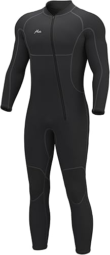 Hevto - Traje completo de neopreno para hombre, de 0.118 pulgadas, con manga larga y cierre en la espalda, mantiene el calor, para bucear, surfear,