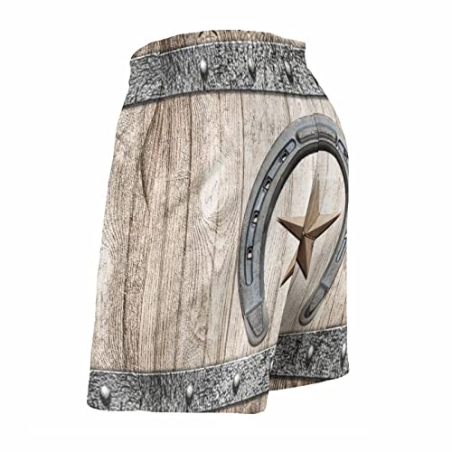 Western Texas Star Horseshoes Mens Swim Trunks Quick Dry Beach Shorts Mesh Lining Swimwear Bathing Suits with Pockets4