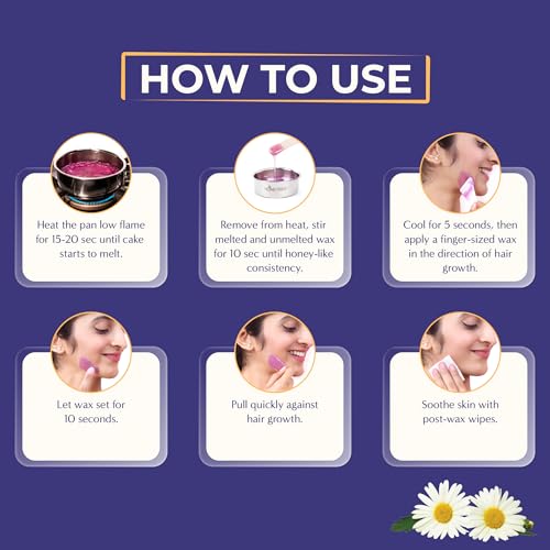 Image of Honeybee Lavender & Chamomile Wax Cake for Women | 1st Time in India Liposoluble Wax Disc | Katori Face Wax | Stripless Kit for Sensitive Skin - Bikini, Chin, Armpits - 20g x 4 Cakes