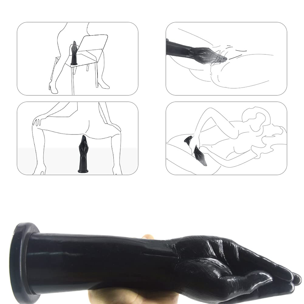 Roluck Dildo Anal Puño Realista Dildo Anal con Ventosa Dildos de Mano Juguete Sexual Anal para Mujeres Lesbianas Hombres Fisting Masturbador 30 cm de Largo (Negro)
