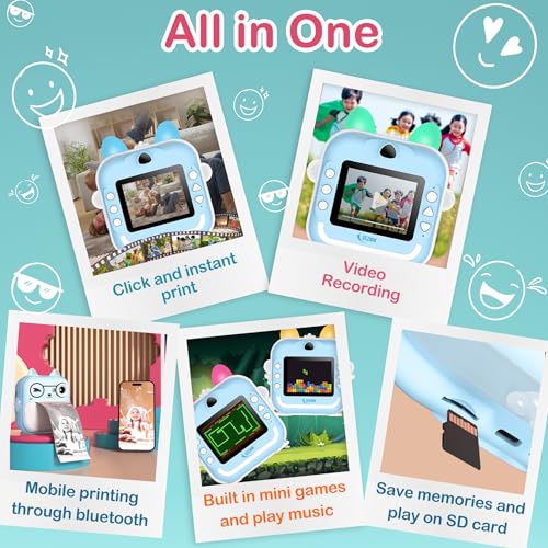 SEZNIK Mini Camera Printer, Click Photo Print, Inkless Bluetooth HD Print | Compatible with Android, iOS Mobile. Instant Print Pictures, Labels | 1... - Image 2