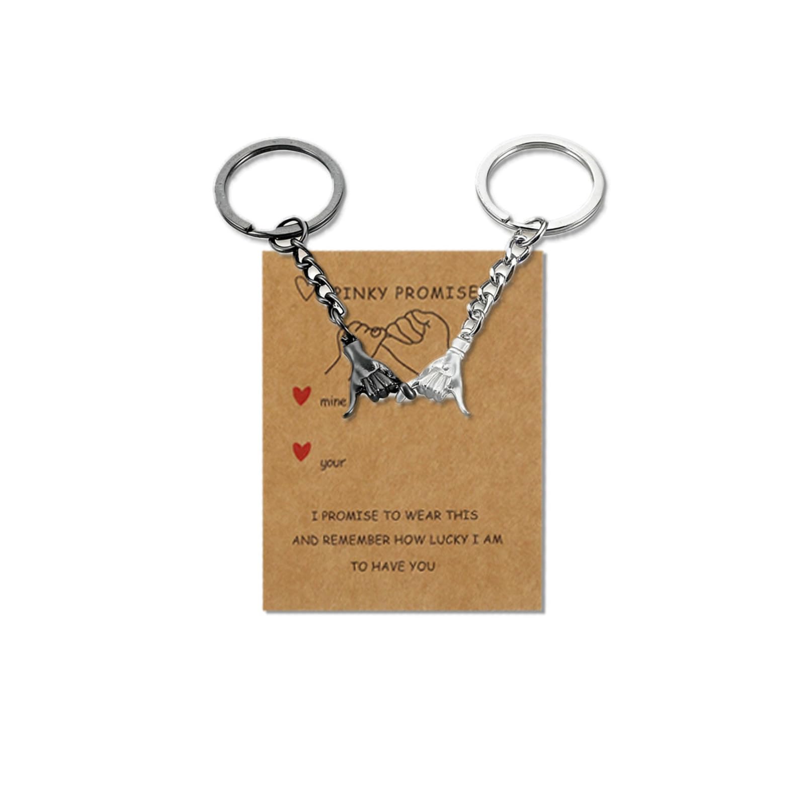 Ceegeww Unisex Silver 2Pcs Pinky Promise Keyring,Bestfriend Birthday Gifts,Couple Keyrings,Best Matching Keychains Lovely Gifts For Boyfriends,Girlfriend,Husband Or Wife Romantic Anniversary,Valentines,Christmas Day